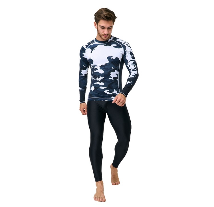 Гидромайка Black White Camo Swim UPF 50 мужская