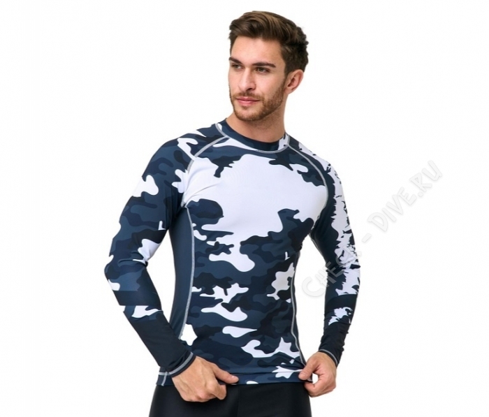 Гидромайка Black White Camo Swim UPF 50 мужская