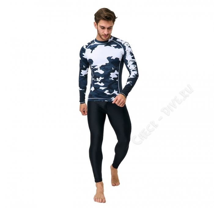 Гидромайка Black White Camo Swim UPF 50 мужская